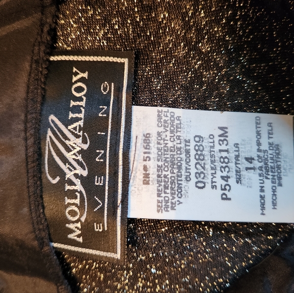 Molly Malloy Evening Black Long Gown Sequin & Lace Overlay Size 14 - Picture 2 of 4